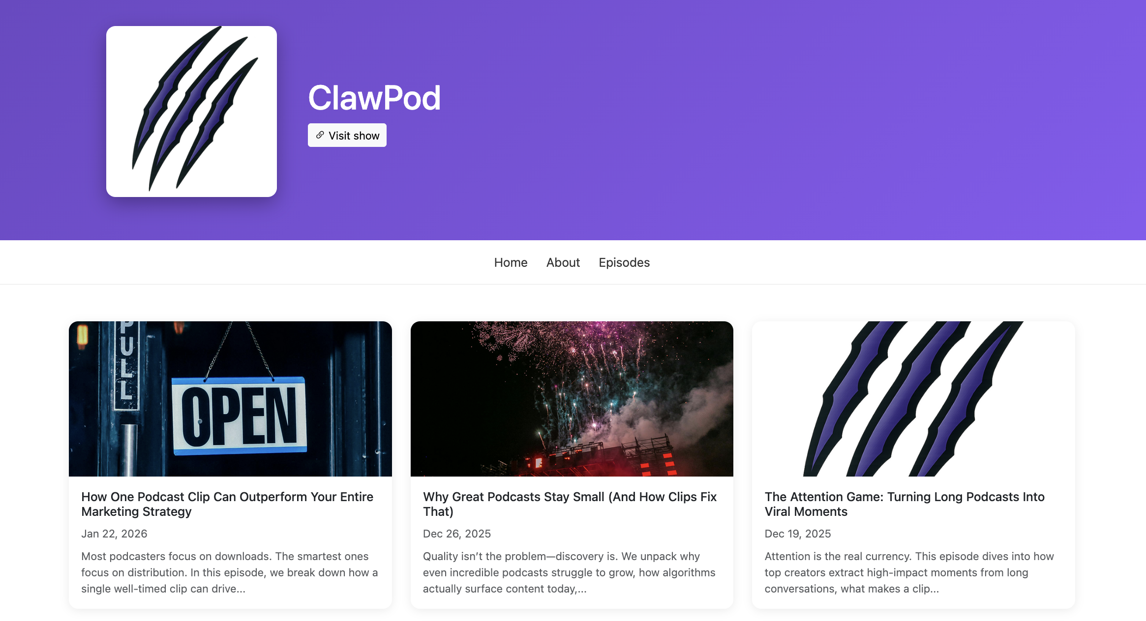 Podcast Page Example